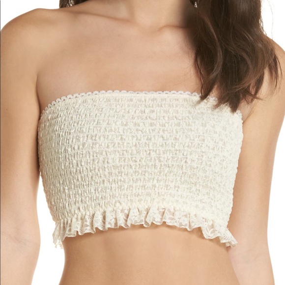 NWT Free People Ivory Callie Smocked Banteau  Top - Picture 7 of 7